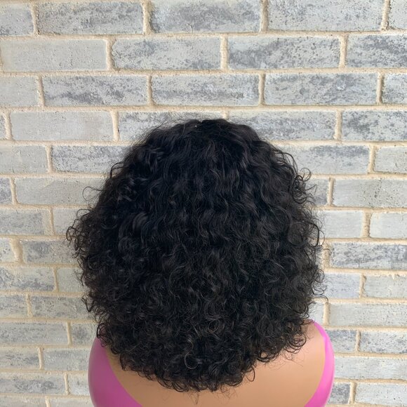 super double drawn curly raw hair wig with bangs main image 4